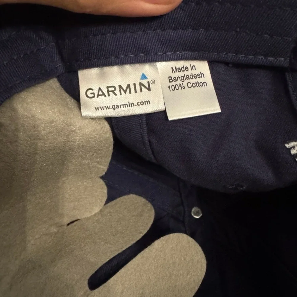Garmin Navy Blue Baseball Cap Hat Adjustable Cotton Twill Logo Embroidered Mens
